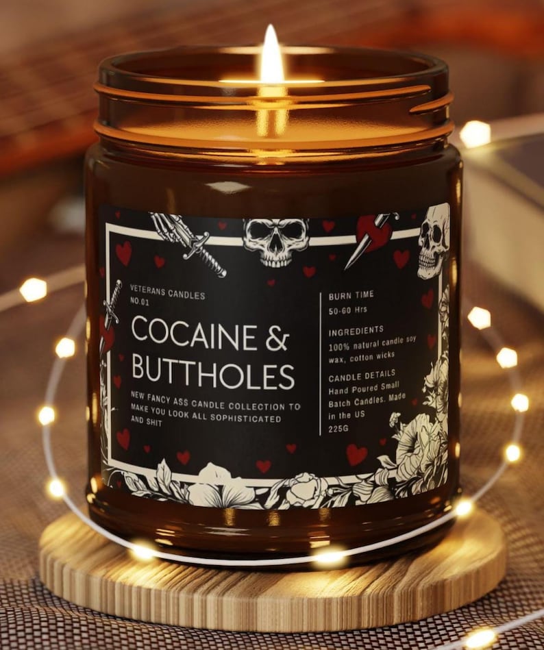 Kokain & Buttholes ljus rolig vuxen humor nyhet burk gåva gotisk hjärtskalle design bild 1