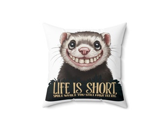 Life Is Short - Pillow and Cushion for living room and Home Decor, unique housewarming, throw pillows gift - Spun Polyester Square Pillow