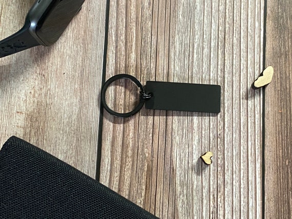 Personalized Keychain, Black Stainless Steel With Black Split Ring