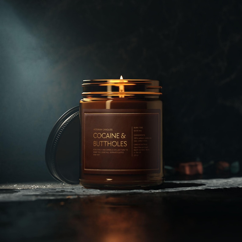 Cocaine & Buttholes Candle | Funny Gag Gift | Soy Amber Jar Candle 9oz | Valentine Gift, Anniversary Day Gift, Adult Humor Gift image 5