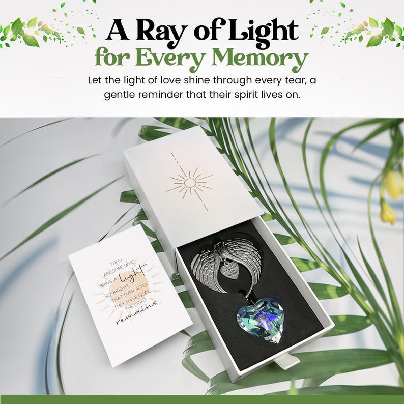 Memorial Crystal Ball Suncatcher, Sympathy Gift Box, Grief Gift, Angel Wings Remembrance, Christmas in Heaven Tribute image 11