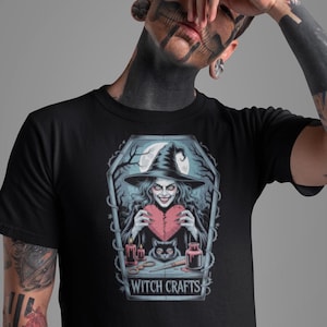 Witchy T-Shirt with Spooky Design, Halloween Tee, Gift for Witches, Vintage Style Shirt, Occult Apparel, Halloween Gift, Gift For friend