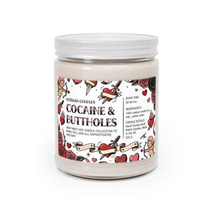 Bougie cocaïne et trous du cul, bougie de soja drôle 9 oz, cadeau bâillon, bougie humour adulte, Saint-Valentin, anniversaire, étiquette de coeur tatouage image 14