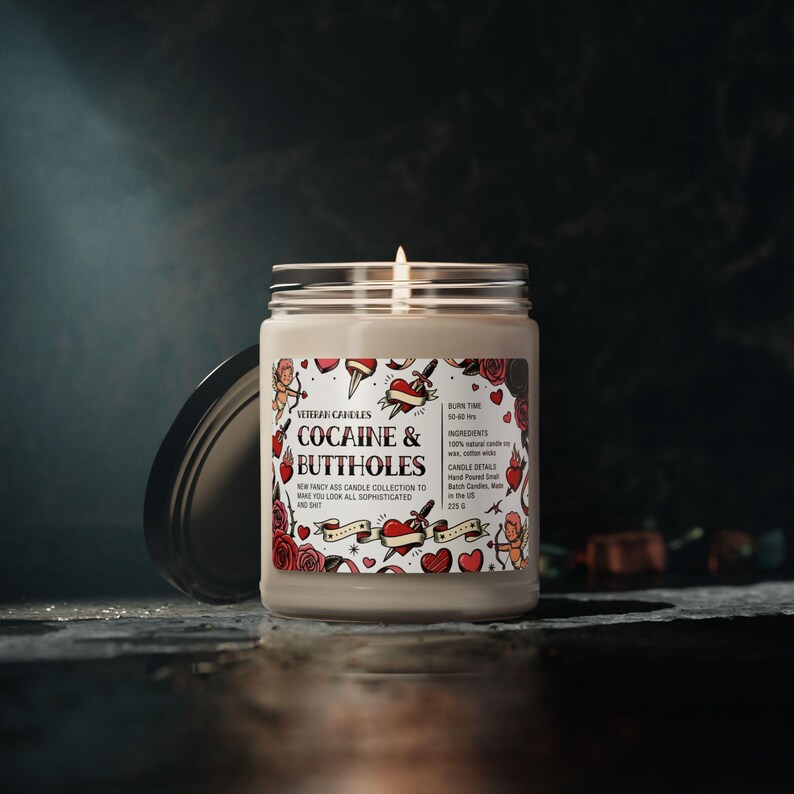 Cocaine & Buttholes Scented Soy Candle, 9oz | Novelty Party Candle, Anniversary Day Gift, Gag Gift for Friends, Valentine's Day Gift image 14
