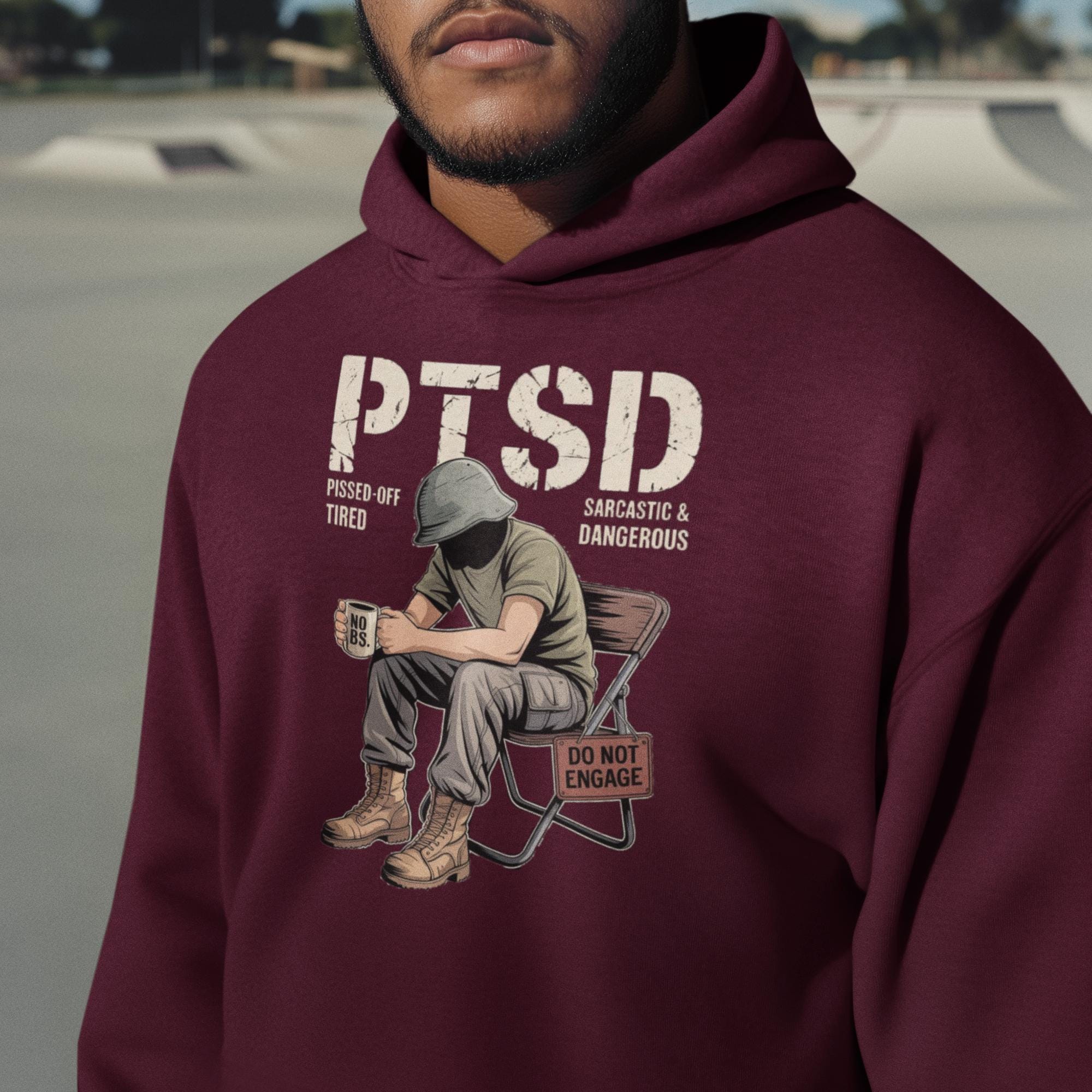 PTSD啓発をサポートするスウェットシャツ、男性用パーカー、メンタル 