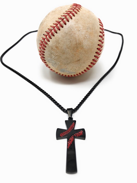 Kids Baseball Necklace Cross Softball Jewelry With 16 Inch