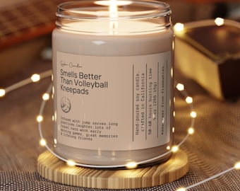 SMELLS Better than VOLLEYBALL KNEEPADS, Volleyball Gift, Volleyball Player Birthday Gift, Volleyball Kneepads Candle Handmade Soy Wax Candle