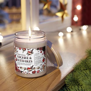 Bougie cocaïne et trous du cul, bougie de soja drôle 9 oz, cadeau bâillon, bougie humour adulte, Saint-Valentin, anniversaire, étiquette de coeur tatouage image 4
