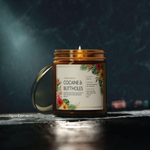 Cocaine & Buttholes Coconut Apricot Wax Candle 9oz, Valentine's Day Gift, Anniversary Gift, Friend Gag Gift, Adult Humor Candle image 3