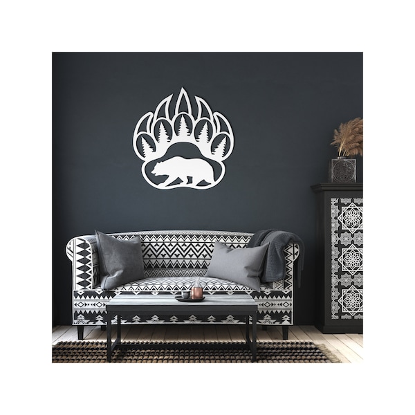 Bear Paw Metal Wall Art Etsy