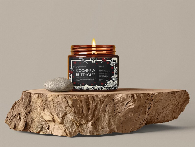 Kokain & Buttholes ljus rolig vuxen humor nyhet burk gåva gotisk hjärtskalle design bild 7