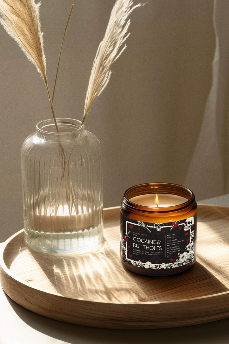 Kokain & Buttholes ljus rolig vuxen humor nyhet burk gåva gotisk hjärtskalle design bild 3