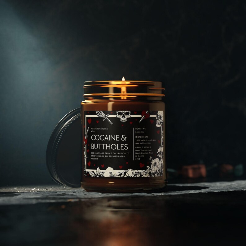 Kokain & Buttholes ljus rolig vuxen humor nyhet burk gåva gotisk hjärtskalle design bild 8