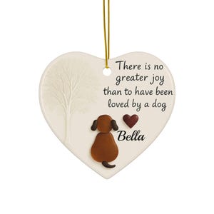 Adorno personalizado para amantes de los perros, regalo de recuerdo en forma de corazón, decoración navideña conmemorativa para mascotas, cita "No hay mayor alegría". imagen 7