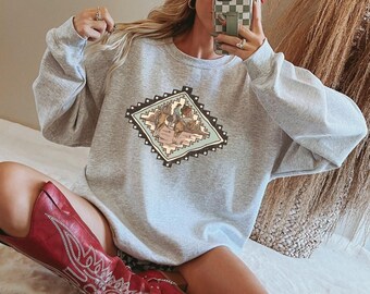 Aztec Cowgirl Western Crewneck | Rodeo | Horse Girl | Western Sweatshirt