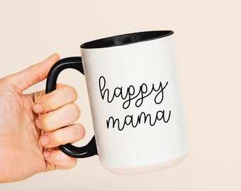 Happy Mama Personalized Mug, Minimalist Ceramic Mug for Mama Gift, Customized Mama Cup, Mama Mugs With Sayings, Cute Gifts for Mama Life Mug