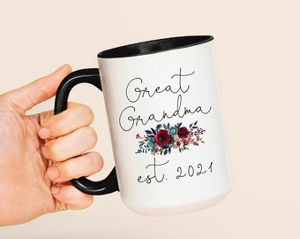 Great Grandma est 2021 mug, Great grandma pregnancy announcement, Great grandmother gift, Great grandma gift, Promoted to great grandma mug