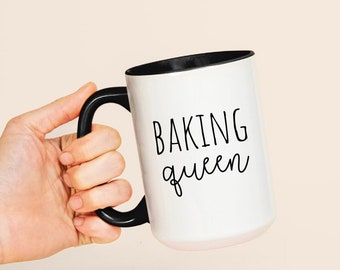 Baking Queen Mug, Cute Gift For Bakers Mug, Custom Baker Gift Cup, Minimalist Mug Baking Gifts, White Baker Mug, Baking Coach Ceramic Mug