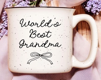 Custom Grandma Coffee Mug New Grandmother Gift Nana Ceramic Mug Present for Grandma Coffee Cup Baby Shower Gift for Nana Black Bow Designs