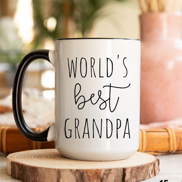 World's Best Grandpa Coffee Cup Personalized Grandfather Gift, Large Grandpa Ceramic Mug Practical Gift, Unique Gift For Grandpa Present Cup