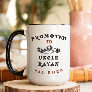 Promoted To Uncle Mug, Pregnancy Announcement To Uncle To Be Coffee Mug, First Time Uncle Adventure Camping Mug Personalized Uncle Reveal