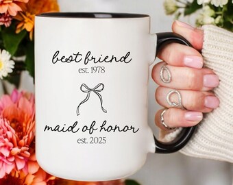 Maid Honor Proposal Bestie Gift Wedding Day Special Present Bridesmaid Appreciation Bridal Party Custom Mug with Name Wedding Present Sister