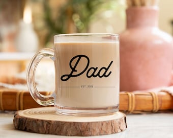 Baby Reveal To Dad Mug, Dad Pregnancy Reveal Clear Glass Mug Gift, New Dad Gift From Wife, Personalized Glass Mug, Dad Baby Announcement Mug