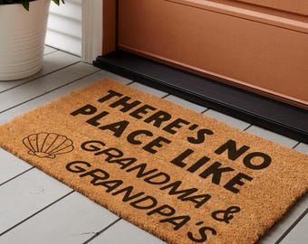 Grandma Grandpa Welcome Entrance Doormat Seashell Seaside Design Coastal Mat Beach Home Present Grandpa Beach House Entrance Coastal Decor