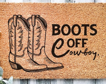Cowboy Entrance Doormat Welcome Rug Farmhouse Style Horse Lover Boots Design Entrance Sign Country Home Black Design Western Decor Ranch