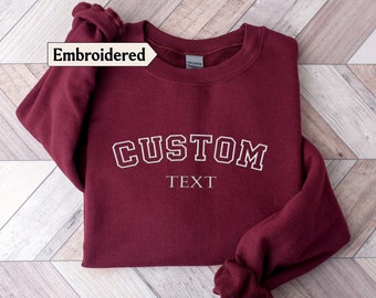 Individuell besticktes Sweatshirt, benutzerdefiniertes Sweatshirt besticktes benutzerdefiniertes Sweatshirt, benutzerdefiniertes Stickerei-Sweatshirt, benutzerdefiniertes Sweatshirt mit Rundhalsausschnitt,