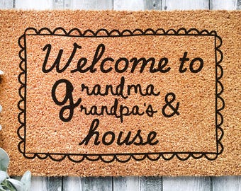Grandma Doormat Welcome Entrance Accent for Farmhouse Home Entrance Black Letter Design Mat Gift Grandparents Present Bundle for Elder Mat