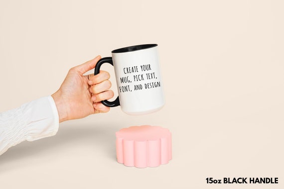 Custom Coffee Mugs with Quotes, Personalized Name Large Ceramic Cup, Customizable Font and Design Funny Mugs, Unique Mug Gifts Black Handle