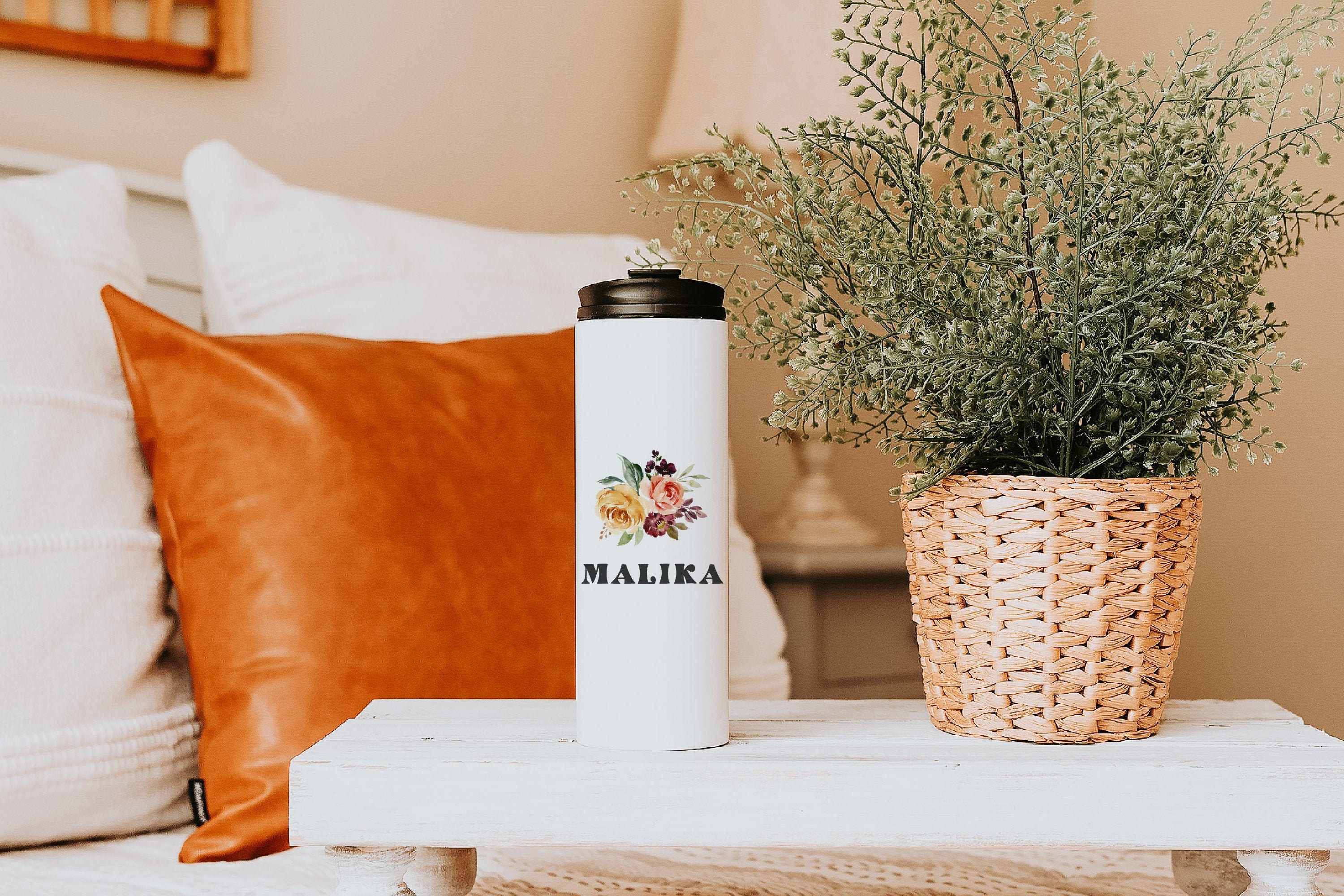 Flower tumbler gift for her Custom name tumbler personalized | Etsy