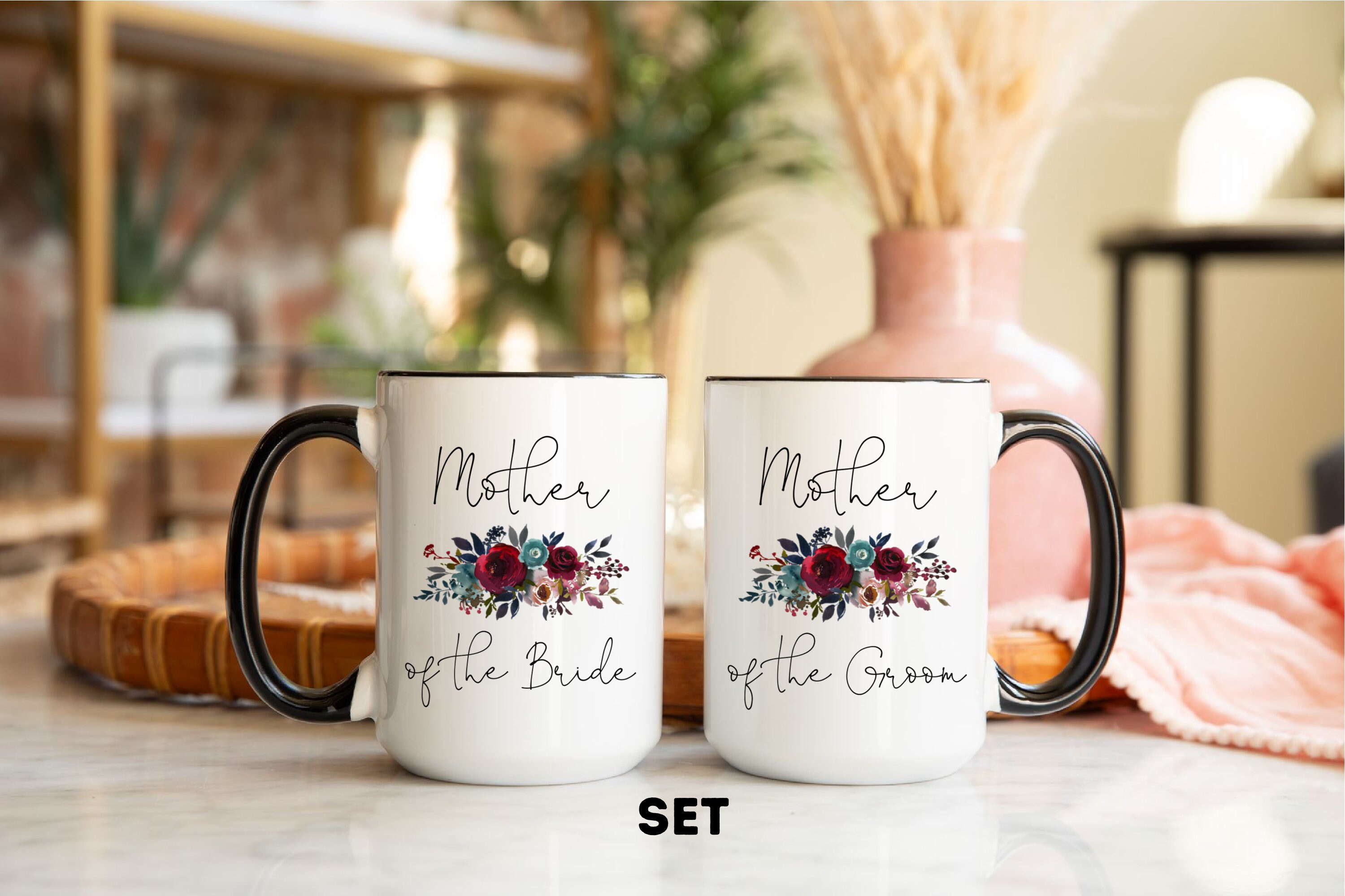 TRAVEL Coffee Tumbler MUG, MOTHER of the Bride Mug, Mothers hold their  daughter's hands for a short while, but their hearts forever MPH165