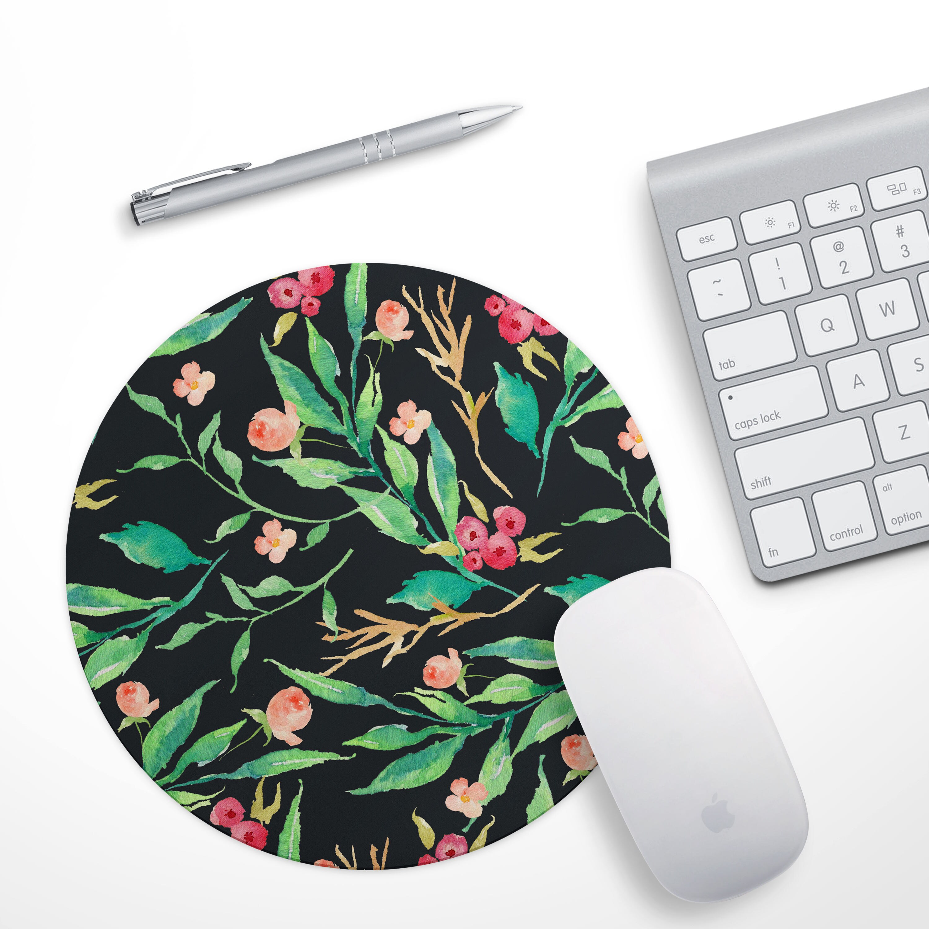 Tropical Floral Mouse Pad Mousepad Girly Flowers Mouse Mat Etsy