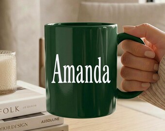 My name mugs personalized Green Mug Customized mugs with names Coffee cup engraved - Pick your color
