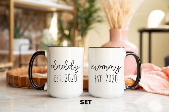 Mom and Dad Mug Set Mommy and Daddy Mugs Mommy Est 2020 Mug
