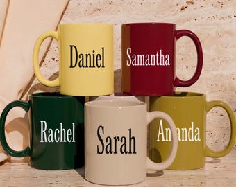 Customised mugs with names Coffee cup with name engraved My name mugs personalized, Matching family cups - Pick your color