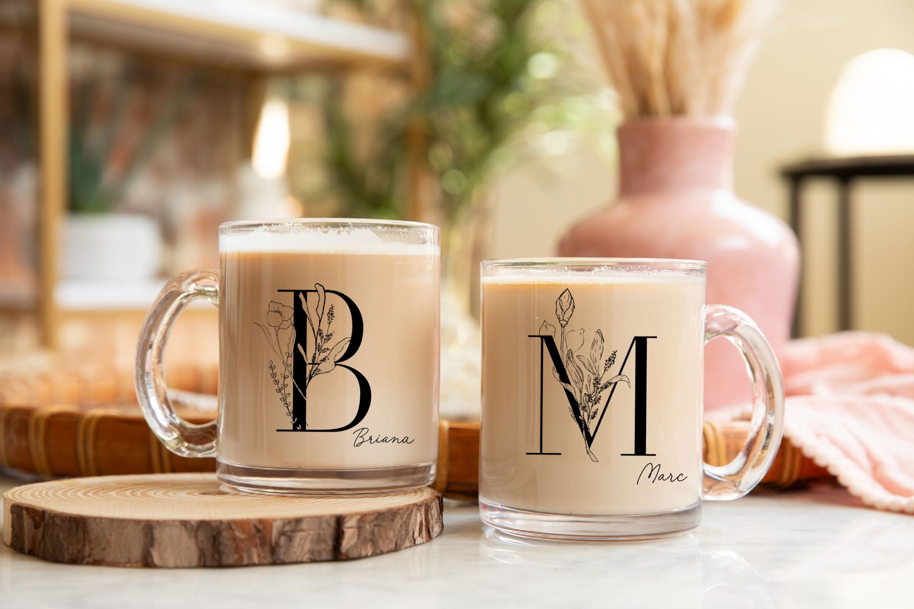 Stainless Steel Initial Mug for Guys — White Confetti Box