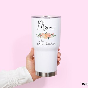 Mom To Be Gift Pink Sage Floral Coffee Mug for New Mommy Est 2022, Future Mommy To Be Ceramic Coffee Cup, Mom Baby Shower Pregnancy Gift image 9