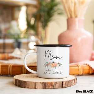 Mom To Be Gift Pink Sage Floral Coffee Mug for New Mommy Est 2022, Future Mommy To Be Ceramic Coffee Cup, Mom Baby Shower Pregnancy Gift image 5