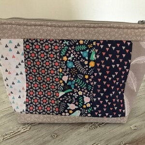 Quilted, Colorful, Handmade, Fabric Zipper Pouch