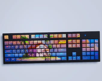 Dragon Ball Z Kame House Tastenkappen Set: Cherry Profil, Hintergrundbeleuchtete PBT 104 Tastenkappen