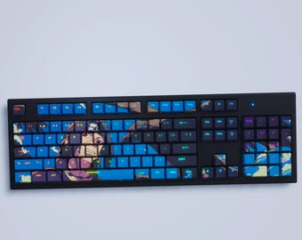 Itachi Uchiha Blue Tastenkappen-Set: Cherry Profil, Backlit PBT 104 Tastenkappen