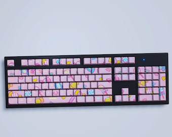 Candy Pink Tastenkappen-Set: Cherry Profil, Backlit PBT 104 Tastenkappen