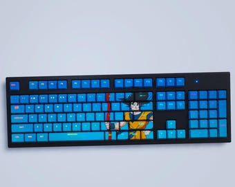 Dragon Ball Z Goku Blue Keycaps Set: Cherry Profil, Backlit PBT 104 Keycaps