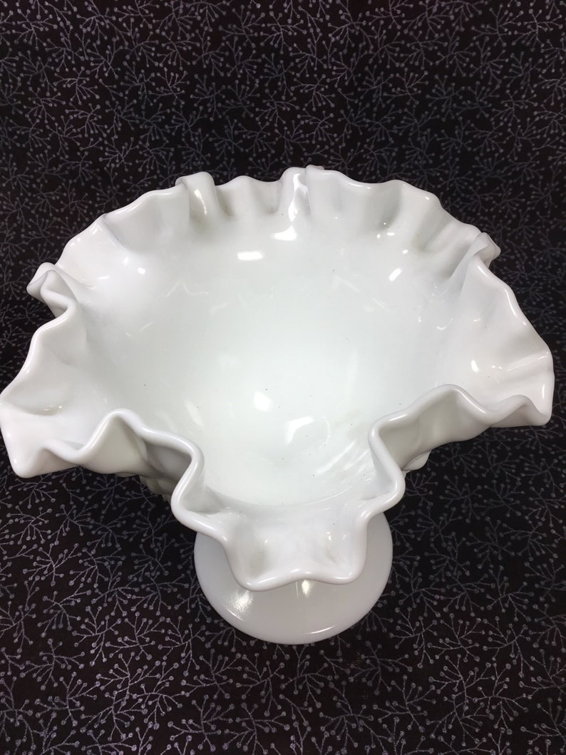 Fenton Hobnail Milk Glass Pedestal Candy Dish. Scalloped Etsy