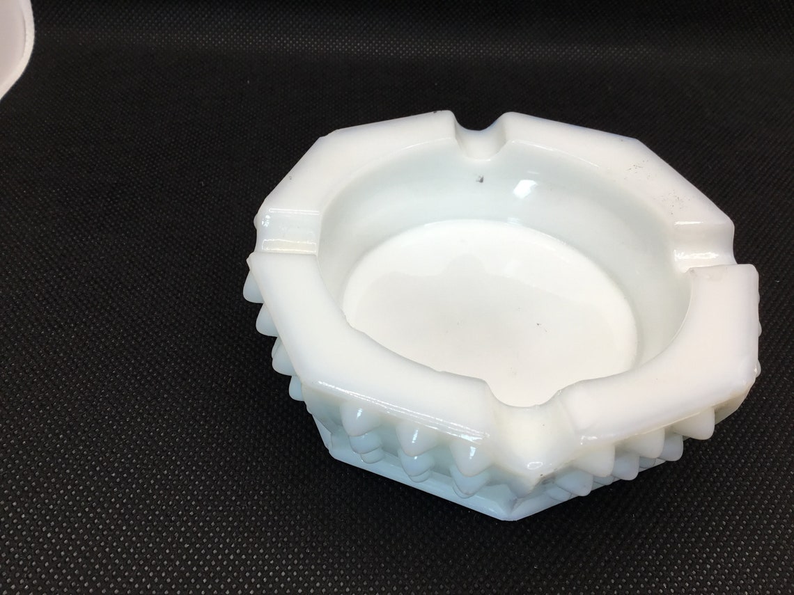 Hobnail Milk Glass. Ashtray Vintage Glassware Etsy