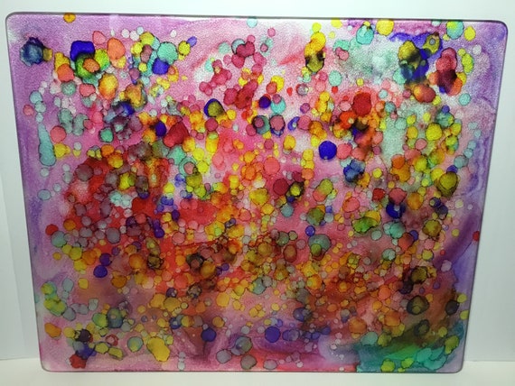 Decorative Glass Cutting Board Abstract Artist Created Etsy