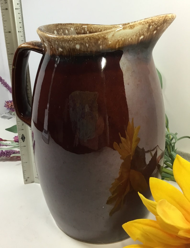 Hull Pottery Pitcher Brown Dripware. Americana Kitchen Etsy